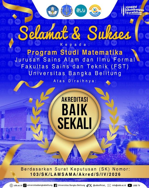 Matematika FST UBB raih predikat Akreditasi Baik Sekali dari LAMSAMA