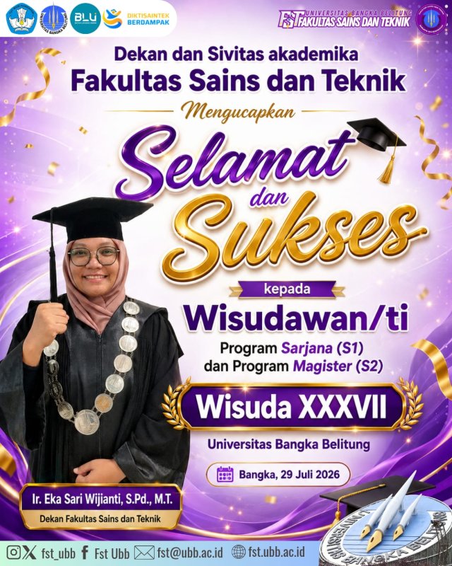 Rapat Senat Terbuka Universitas Bangka Belitung Gelar Wisuda ke-XXXVII, Luluskan 431 Wisudawan