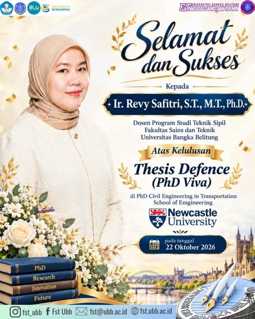 Dosen Teknik Sipil Universitas Bangka Belitung Berhasil Menyelesaikan PhD Viva di Newcastle University, Inggris