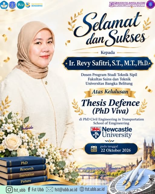 Dosen Teknik Sipil Universitas Bangka Belitung Berhasil Menyelesaikan PhD Viva di Newcastle University, Inggris